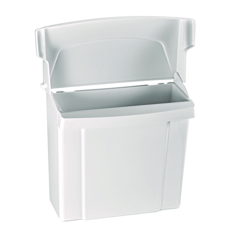 ALPINE INDUSTRIES Durable Plastic Surface Mount Sanitary Napkin Receptacle, White (ALHALP451WHI)