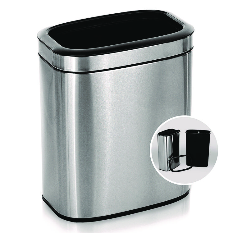 ALPINE INDUSTRIES Stainless Steel Rectangular Liner Open Top Trash Can, 5.3 gal, Brushed Stainless Steel (ALHALP47020L)
