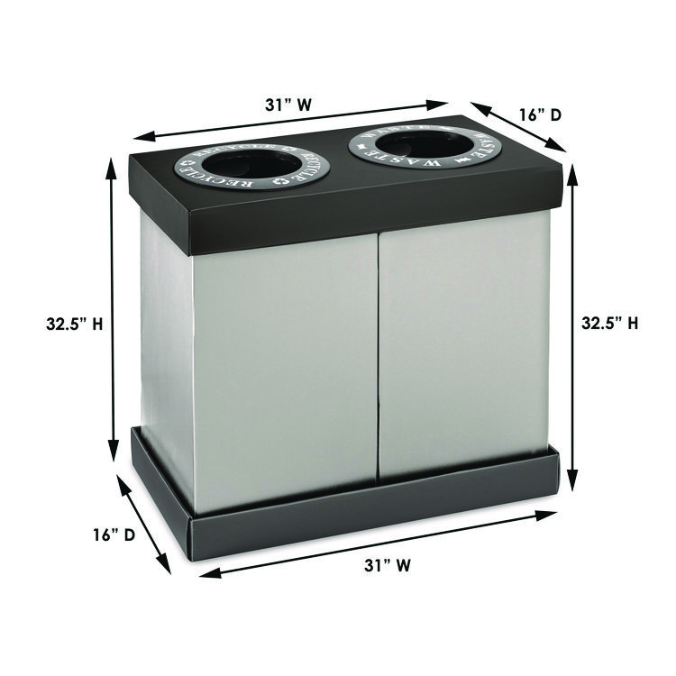 ALPINE INDUSTRIES 28 Gal Indoor Trash Can and Recycling Bin, Corrugated Polypropylene, Gray, 2 Bin (ALHALP47102BLK)