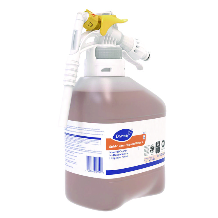 DIVERSEY Stride Neutral Cleaner, Citrus Scent, Liquid, 5.3 qt, 1 Bottle/Carton (DVS93063390)
