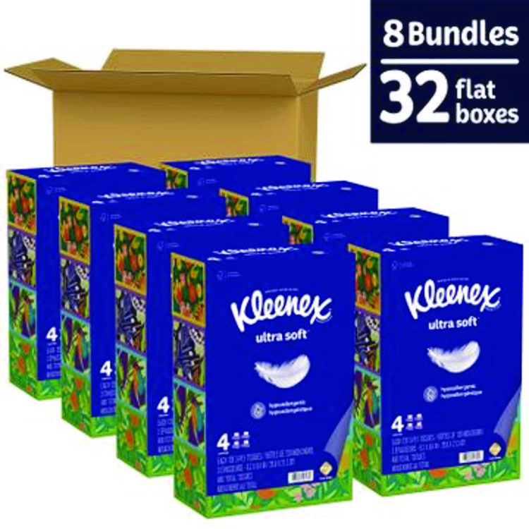 KIMBERLY CLARK Ultra Soft Facial Tissue, 3-Ply, White, 120 Sheets/Box, 4 Boxes/Pack, 8 Packs/Carton (KCM54316)