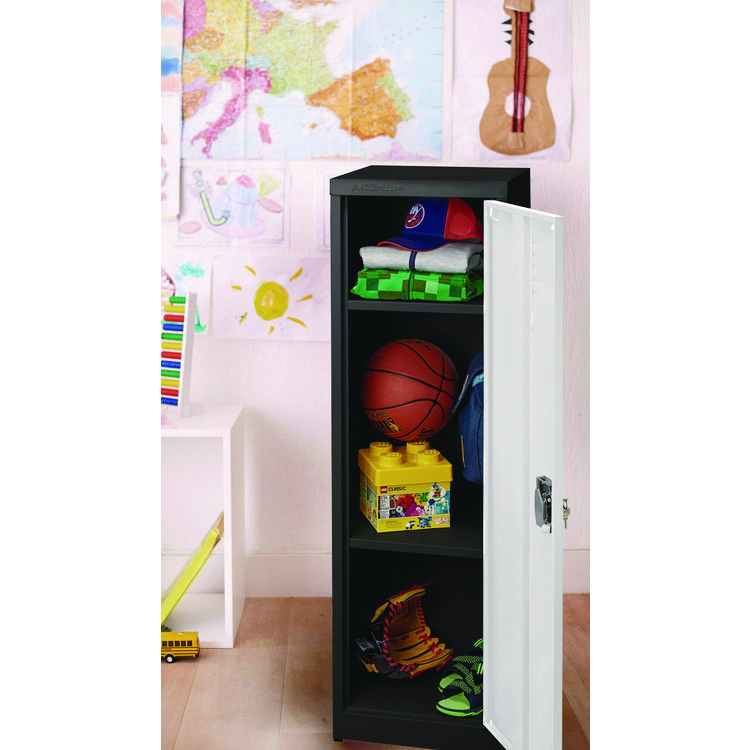 ADIROFFICE Steel Storage Locker, 1 Compartment, 15 x 15 x 48, Black Body/White Doors (ALHI62901BW)