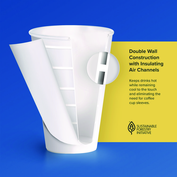 DART Thermoguard Insulated Paper Hot Cups, 8 oz, White Sustainable Forest Design, 40/Pack (DCCDWTG8WPK)