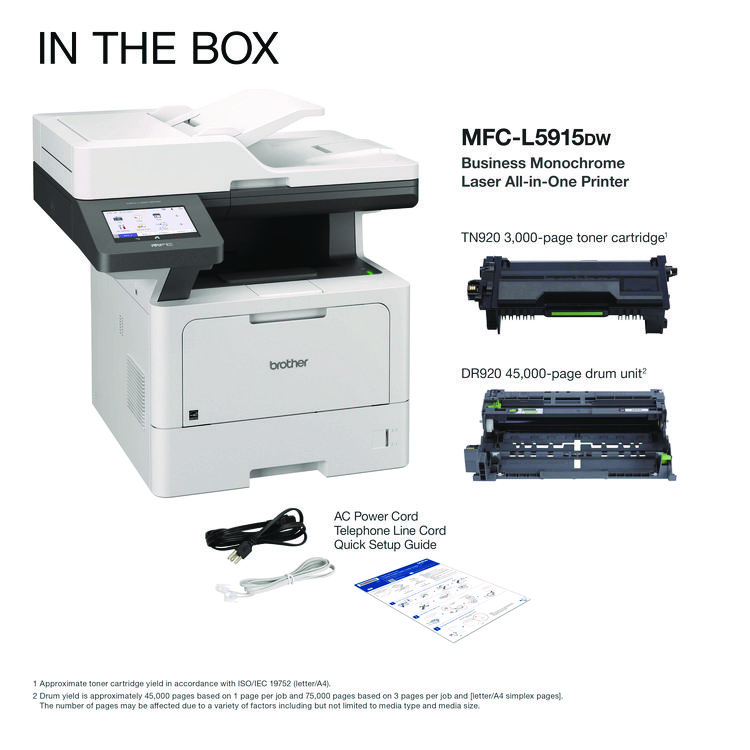 BROTHER INTL. CORP. MFC-L5915DW Business Monochrome AIO Laser Printer, Copy/Fax/Print/Scan (BRTMFCL5915DW)