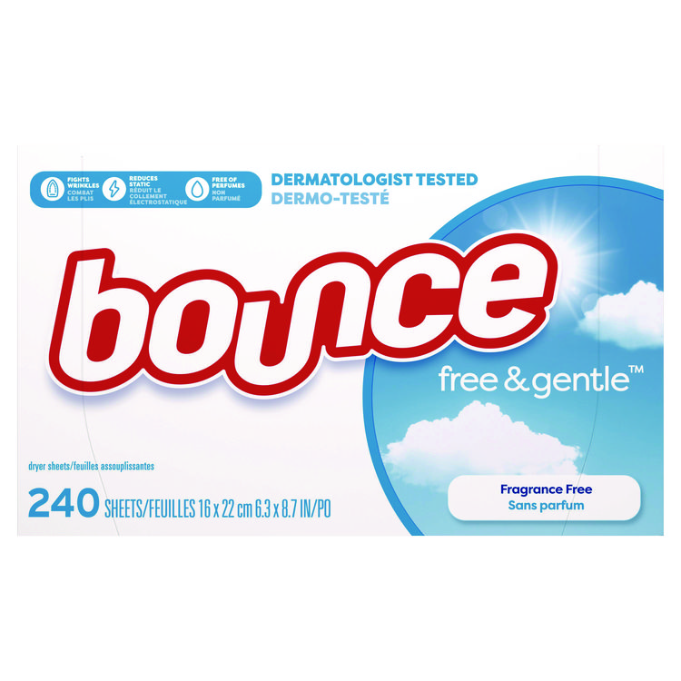 PROCTER & GAMBLE free and gentle Dryer Sheets, Fragrance Free, 240 Sheets/Box, 4 Boxes/Carton (PGC55312)