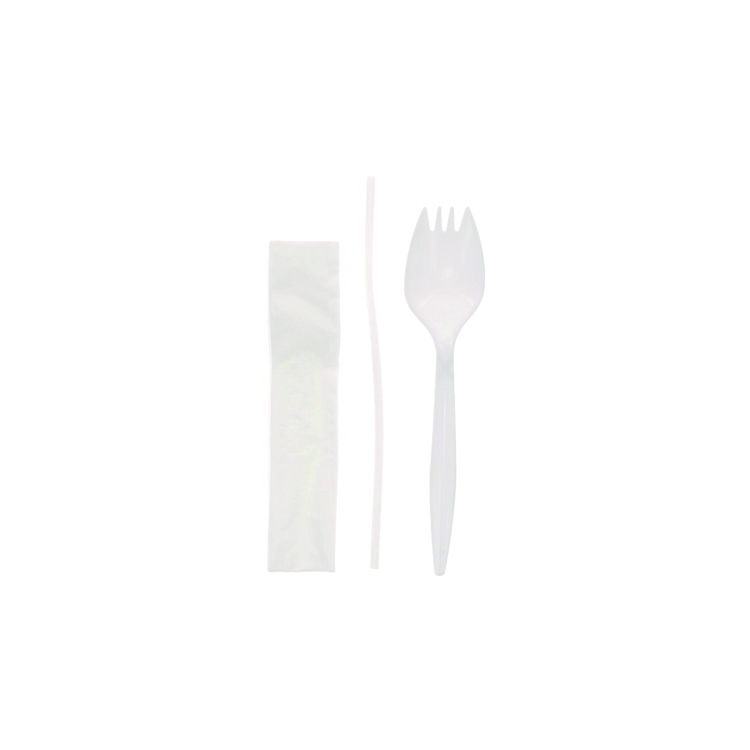 PACTIV EVERGREEN CORPORATION Fieldware Cutlery Kit, Mediumweight, Napkin/Spork/Straw, Plastic, White, 1,000/Carton (PCTFKQWSCHLCH)