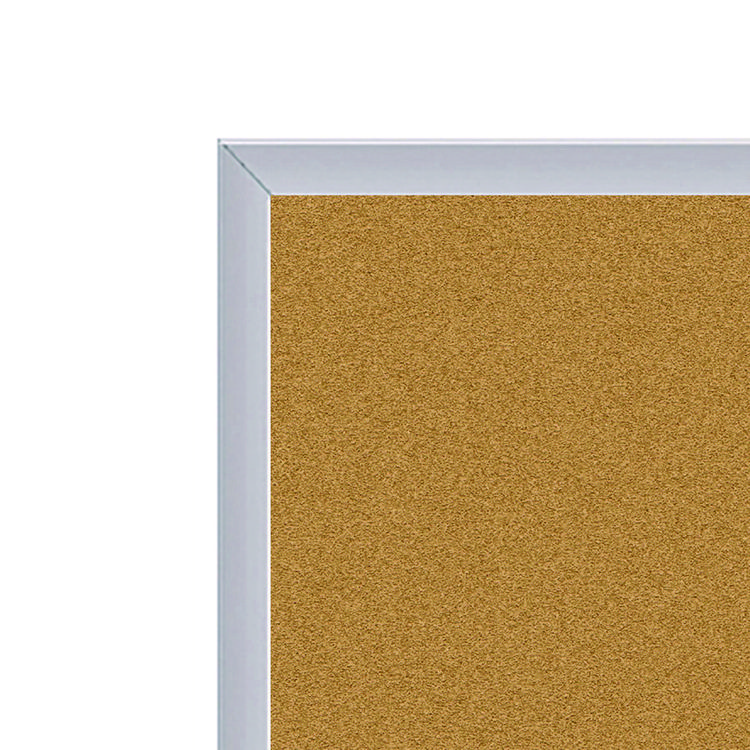 GHENT MANUFACTURING, Natural Cork Bulletin Board with Aluminum Frame, 87.91" x 48.5", Tan Surface, Satin Aluminum Frame (GHEAK47)