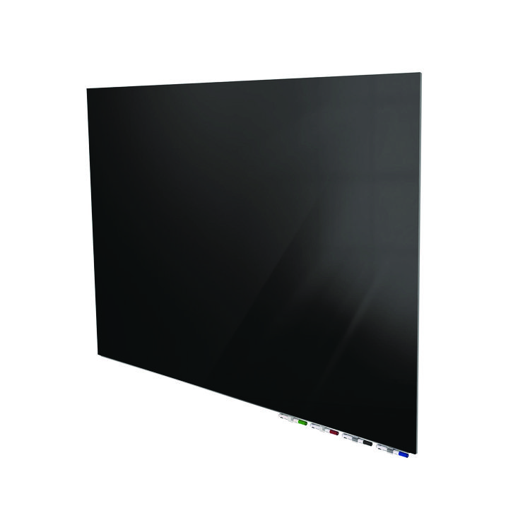 GHENT MANUFACTURING, Aria Low-Profile Frameless Magnetic Glassboard, 36" x 24", Black Surface (GHEARIASM23BK)