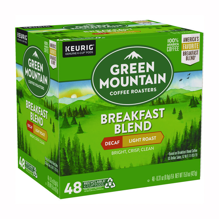 KEURIG DR PEPPER Breakfast Blend Decaf Coffee K-Cups, 48/Box (GMT5000378815)