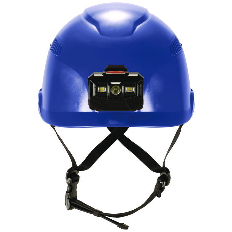 ERGODYNE CORPORATION Skullerz 8977LED Class C Safety Helmet with LED Light and Adjustable Venting, 6-Point Ratchet Suspension, Blue (EGO60289)