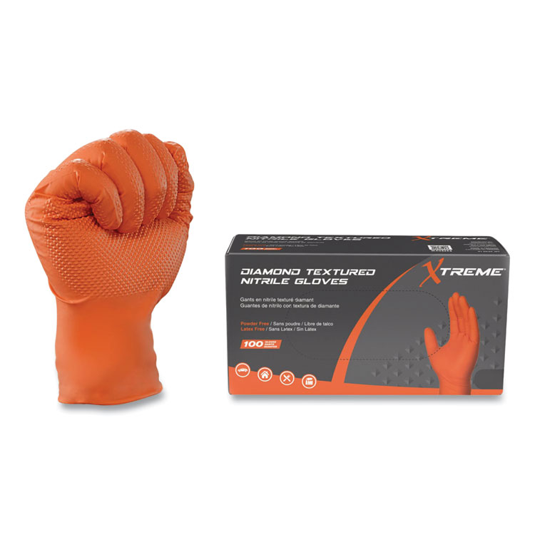 AMMEX CORPORATION DT Nitrile Disposable Gloves, Powder-Free, Medium, 6 mil Thick, 9.5" Long, Orange, 100/Box, 10 Boxes/Carton (AXCXODN44100)
