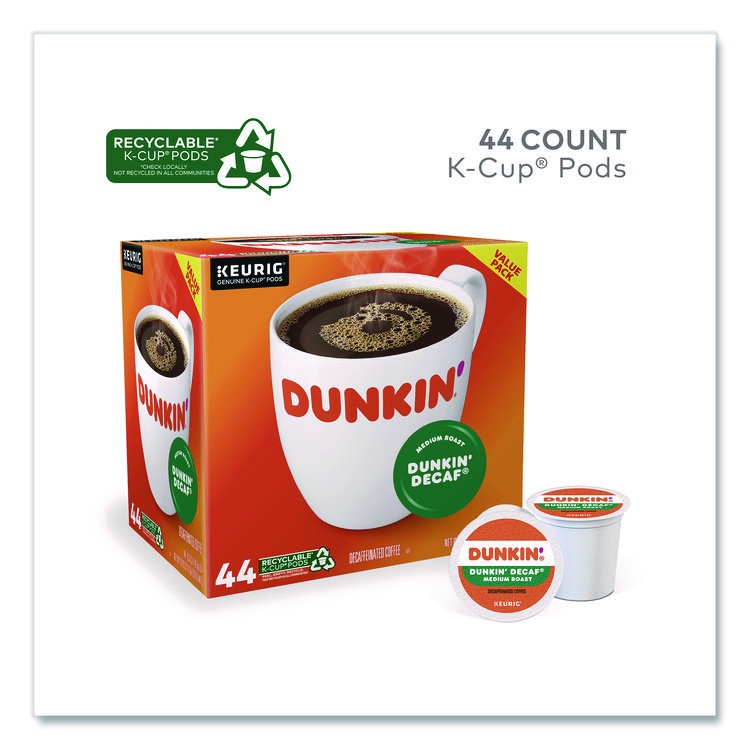 KEURIG DR PEPPER K-Cup Pods, Dunkin' Decaf, 44/Box (GMT24306977)