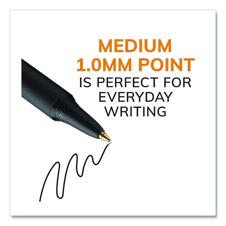 BIC CORP. Soft Feel Ballpoint Pen, Retractable, Fine 0.8 mm, Black Ink, Black Barrel, Dozen (BICSCSF11BK)