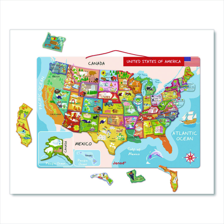 JURATOYS US CORP Cardboard United States Map Puzzle, Grades 2 to 7, 48 Pieces (JUYJ05487)