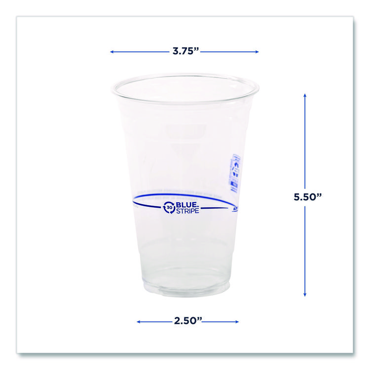 ECO-PRODUCTS,INC. BlueStripe 25% Recycled Content Cold Cups, 20 oz, Plastic, Clear/Blue, 1,000/Carton (ECOEPCR20)