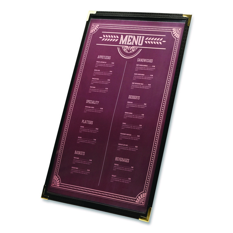 EXCELLO GLOBAL PRODUCTS Menu Holder For 11 x 17 Menus, Portrait Orientation, 11.7 x 18, Clear/Black/Silver (EXOSPLSMENU1117)