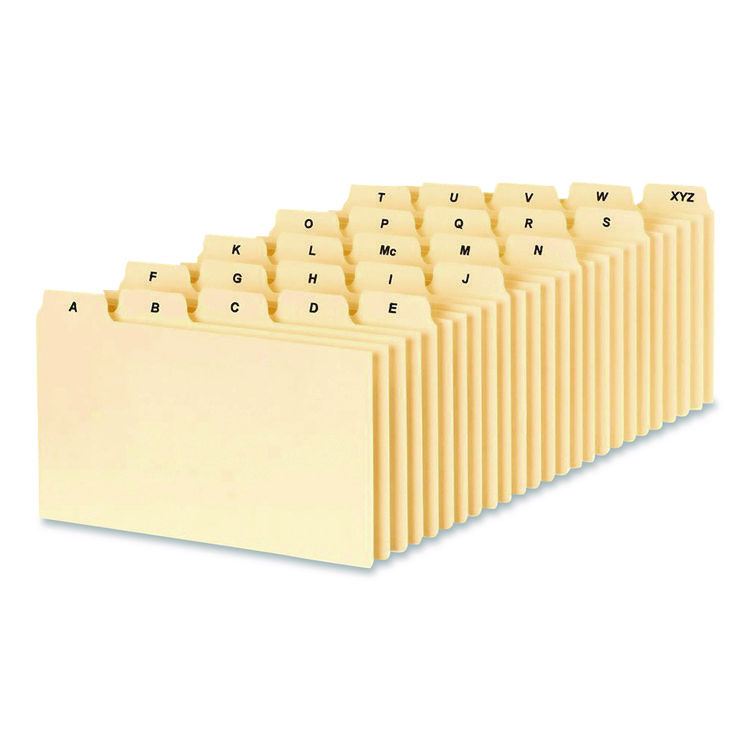 ESSELTE PENDAFLEX CORP. A-Z Index Card Files, 1/5-Cut Top Tab, Assorted Position, 3 x 5, Manila, 25/Set (OXFB5325)