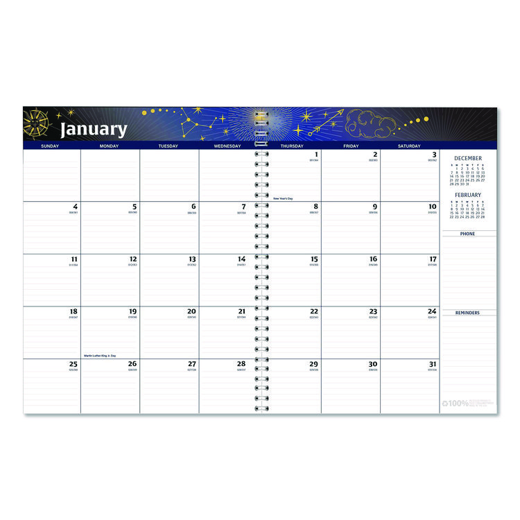 HOUSE OF DOOLITTLE Recycled Stargazer Monthly Planner, Stargazer Artwork, 11 x 7, Black Cover, 13-Month (Dec to Dec): 2026 (HOD21602)