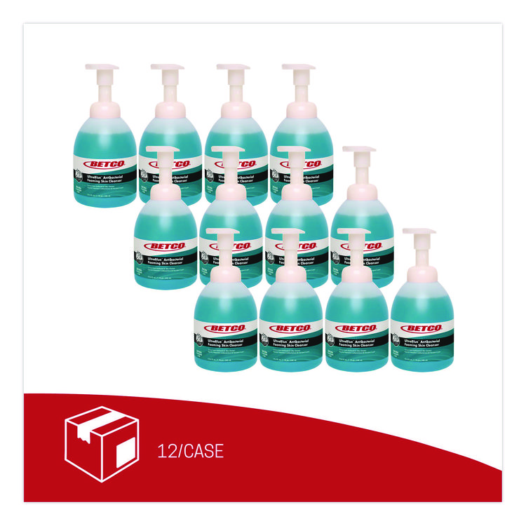 BETCO CORPORATION UltraBlue Antibacterial Foaming Skin Cleanser, Fragrance-Free, 500 mL Bottle, 12/Carton (BET759E900)