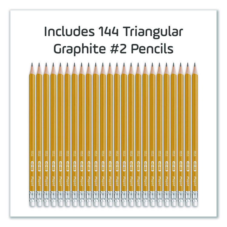 MAPED HELIX Essentials Triangular Pre-Sharpened Pencils, HB (#2), Black Lead, Yellow Barrel, 144/Box (MHX851770ZT)