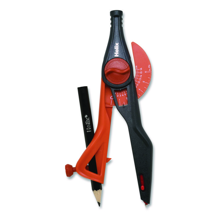 MAPED HELIX Universal Plastic Locking Compass, 12" Maximum Diameter, Randomly Assorted Colors (MHX37279)