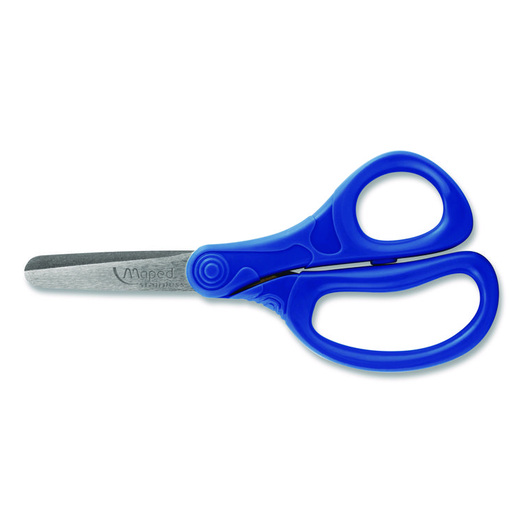 MAPED HELIX Essential Blunt School Scissors School Pack, Rounded Tip, 5.35" Long, 2" Cut Length, Straight Assorted Handle, Dozen (MHX480149)