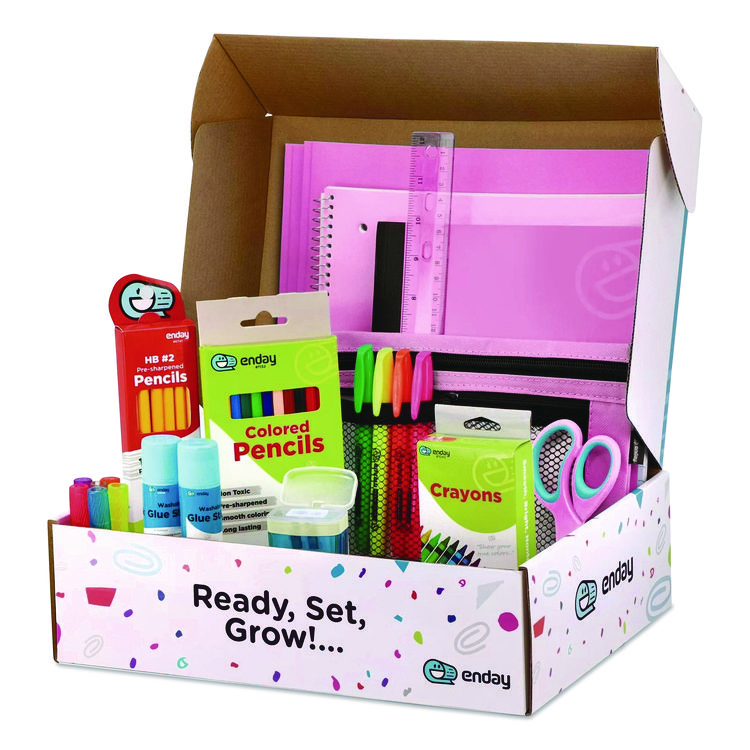 MIX N MORE Back to School Supplies Kit for Grades K-5, Pink (EDY1315)