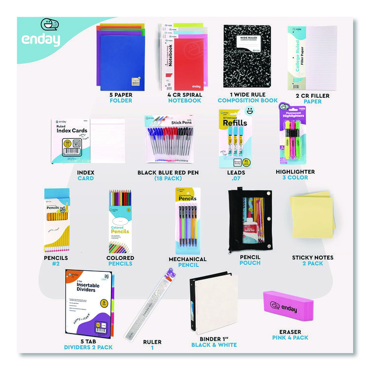 MIX N MORE Back to School Supplies Kit for High School/College (EDY8356)