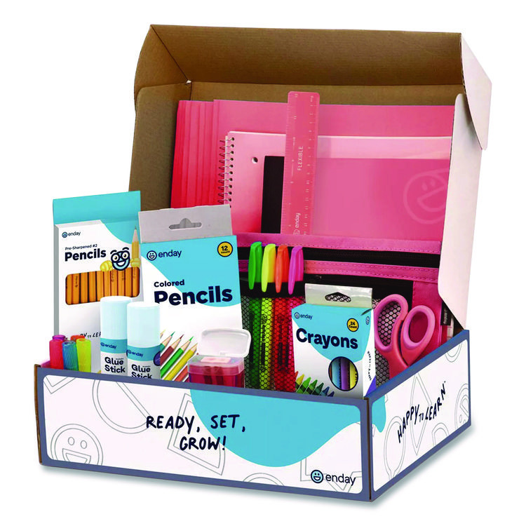 MIX N MORE Back to School Supplies Kit for Grades K-5, Red (EDY1319)