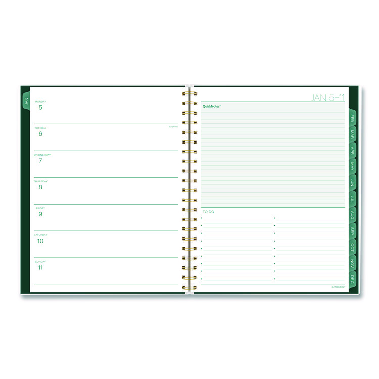 MEAD PRODUCTS Emerald Isle Weekly/Monthly Planner, 11 x 8.5, Green Marbled Cover, 12-Month (Jan-Dec): 2026 (AAG1758905)