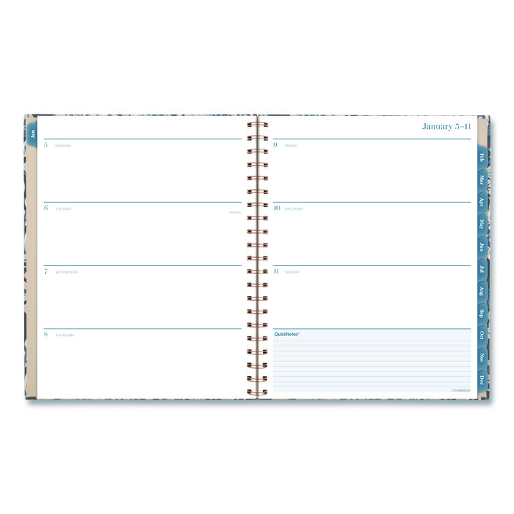 MEAD PRODUCTS Elizabeth Weekly/Monthly Planner, 11 x 8.5, Floral Artwork, Blue Cover, 12-Month  (Jan-Dec): 2026 (AAG1763905)