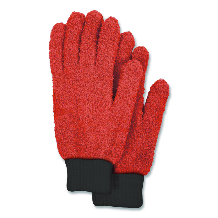 CHAGRINOVATIONS Microfiber Dusting Gloves, Coral with Black Cuffs, 4 Gloves (CH7TU68027)