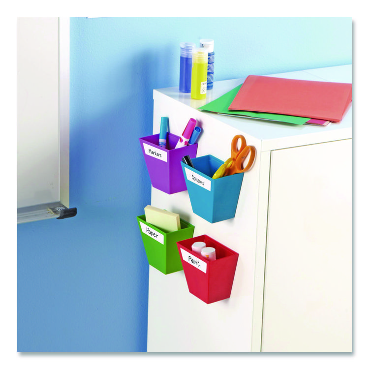 LEARNING RESOURCES Magnetic Create-a-Space Storage Bins, 2" x 3.75" Assorted Colors, 4 Bins (LRNLER3807)