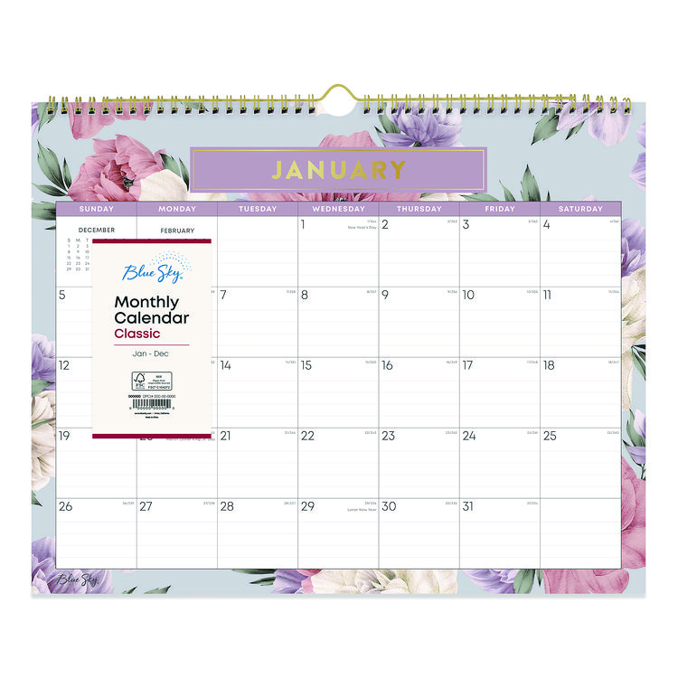 BLUE SKY Tula Monthly Wall Calendar, Floral Artwork, 15 x 12, White/Multicolor Sheets, 12-Month (Jan to Dec): 2026 (BLS144076)