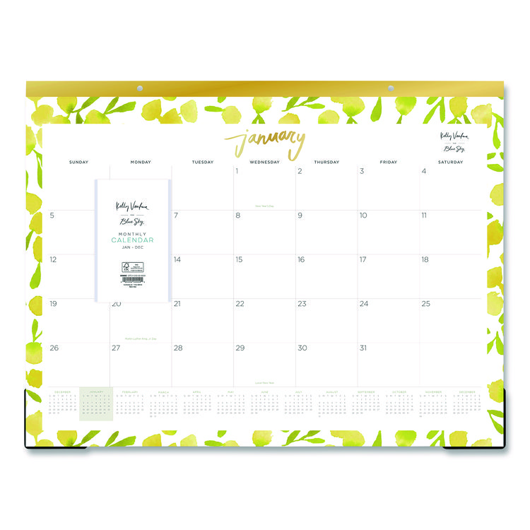 BLUE SKY Mimosa Monthly Desk Pad Calendar, 22 x 17, Lemon Artwork, White/Yellow/Green Sheets, 12-Month (Jan to Dec): 2026 (BLS149063)
