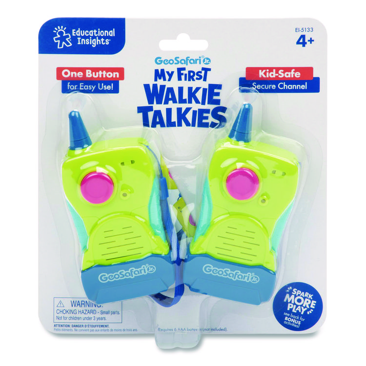 EDUCATIONAL INSIGHTS, My First Walkie Talkies, 2 Radios, 300 ft Range, 8.9 x 7 x 1.2, Multicolor (EII5133)