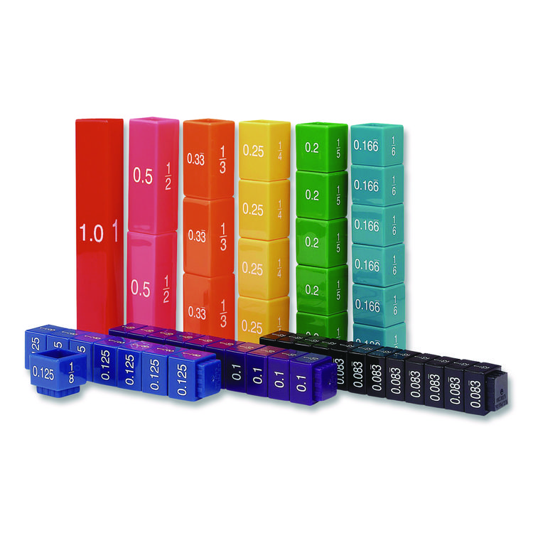 LEARNING RESOURCES Fraction Tower Equivalency Cubes, Nine Sizes, Grades 1 to 4, 51 Pieces (LRNLER2509)