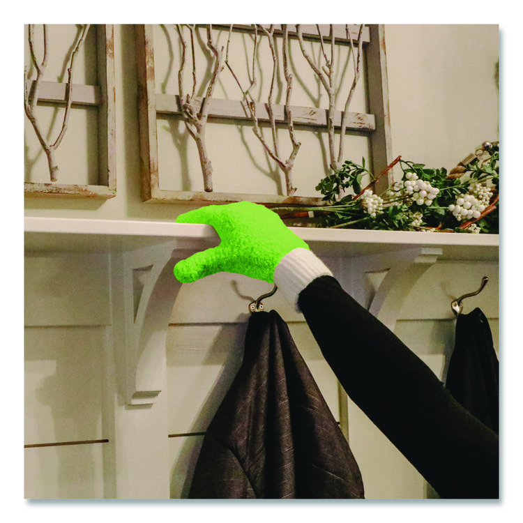 CHAGRINOVATIONS Microfiber Dusting Gloves, Green with White Cuffs, 2 Gloves (CH7TU05718)