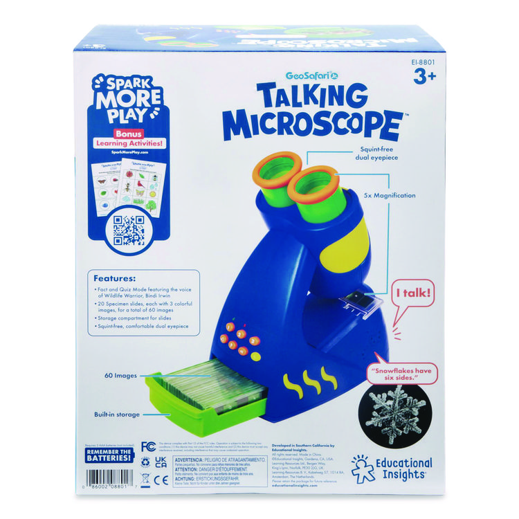 EDUCATIONAL INSIGHTS, GeoSafari Jr. Talking Microscope, Ages 3 and Up, 5x Magnification, Blue (EII8801)