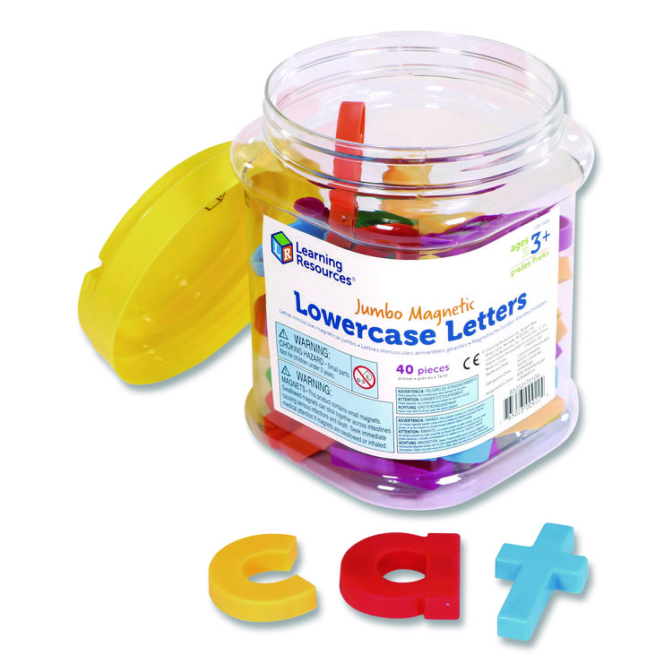 LEARNING RESOURCES Jumbo Lowercase Magnetic Letters, 1.5" Tall, Assorted Color Characters, 40 Pieces (LRNLER0451)