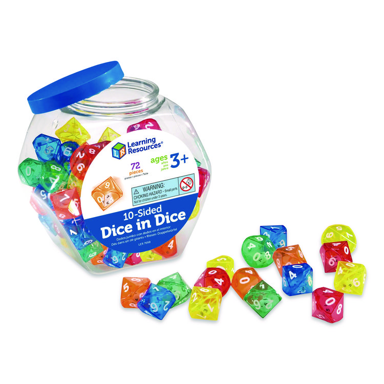 LEARNING RESOURCES 10-Sided Double-Decahedra Dice in Dice, Ages 6 to 10, 72 Dice (LRNLER7698)