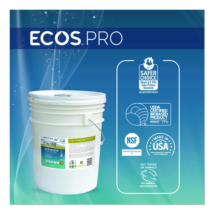 EARTH FRIENDLY PRODUCTS Dishmate Manual Dish Liquid, Free and Clear, 5 gal Pail (EOPPL972105)