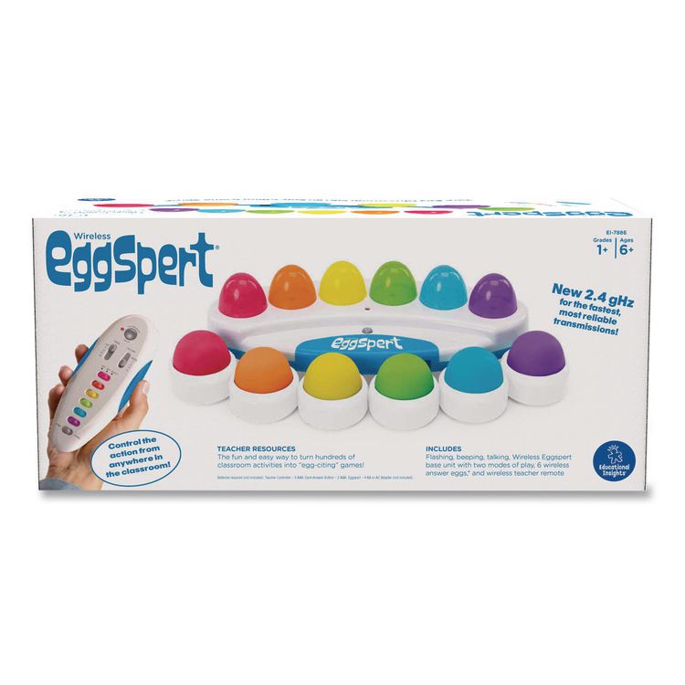 EDUCATIONAL INSIGHTS, Wireless Eggspert with Six Student Buttons and One Teacher Remote, Ages 6 and Up, 8 Pieces (EII7886)