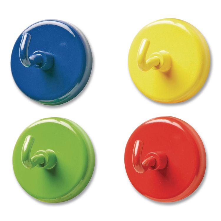 LEARNING RESOURCES Super Strong Magnetic Hooks, Small, 1.5" Diameter, Assorted Colors, 4 Pieces (LRNLER2694)