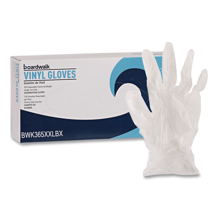 BOARDWALK General Purpose Vinyl Gloves, Powder-Free, XX-Large, 2.6 mil Thick, 9.5" Long, Clear, 100/Box, 10 Boxes/Carton (BWK365XXLCT)