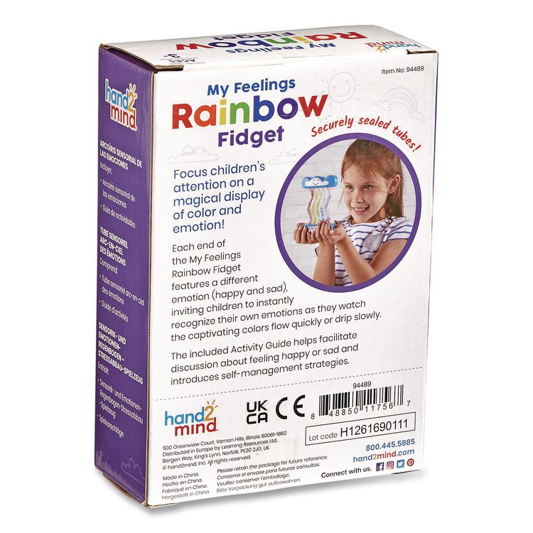LEARNING RESOURCES My Feelings Rainbow Fidget Tube, Ages 3 and Up, Blue (HDM94489)