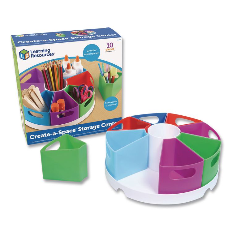 LEARNING RESOURCES Create-a Space Storage Center, 9 Compartments 12" dia x 4"h, Assorted Colors, Plastic (LRNLER3806)