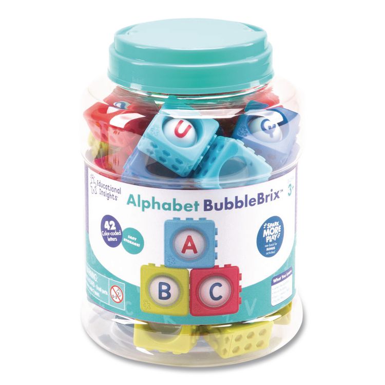 EDUCATIONAL INSIGHTS, Alphabet BubbleBrix. Ages 3 to 7, Plastic, Assorted Colors, 42 Pieces (EII2598)