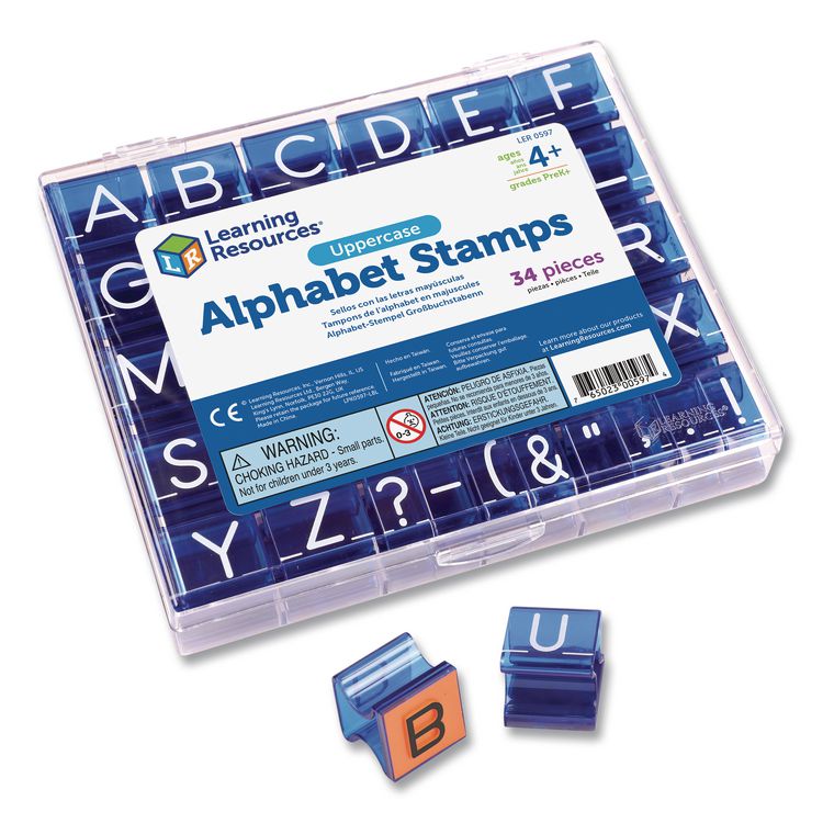 LEARNING RESOURCES Uppercase Alphabet Stamps, 1", 34 Stamps (LRNLER0597)