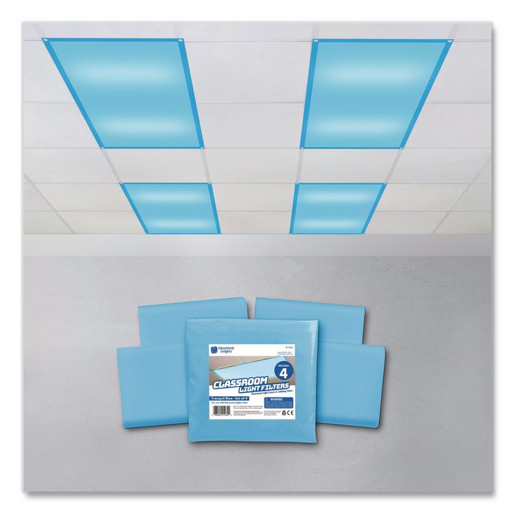EDUCATIONAL INSIGHTS, Fluorescent Light Filter Covers, Rectangular, 2 ft x 4 ft, Tranquil Blue, 4 Covers (EII1230)